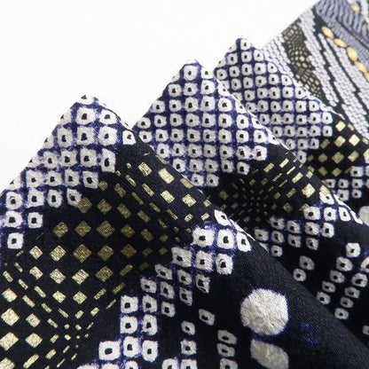 【中古】tomihisa 美品 絞り 金駒刺繍 モノトーン 着物 正絹 トール・ワイドサイズ 成人式 振袖 7601