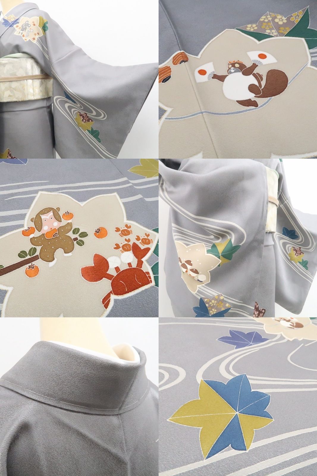 【新古品】tomihisa 新品 童話 昔話 落款 着物 正絹 仕付け糸付 作家物 トールサイズ 訪問着 7612