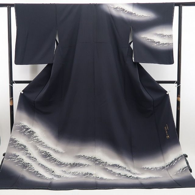 【新古品】tomihisa 新品 日本舞踊家 岩井流家元 岩井友見 落款 荒波 着物 正絹 仕付け糸付 訪問着 7614