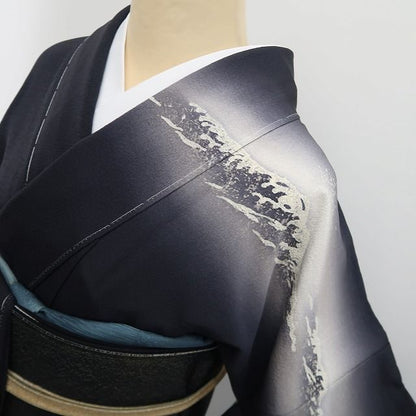 【新古品】tomihisa 新品 日本舞踊家 岩井流家元 岩井友見 落款 荒波 着物 正絹 仕付け糸付 訪問着 7614