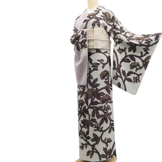 【新古品】tomihisa 新品 日本舞踊家 岩井流家元 岩井友見 落款 唐花 着物 正絹 仕付け糸付 訪問着 7616