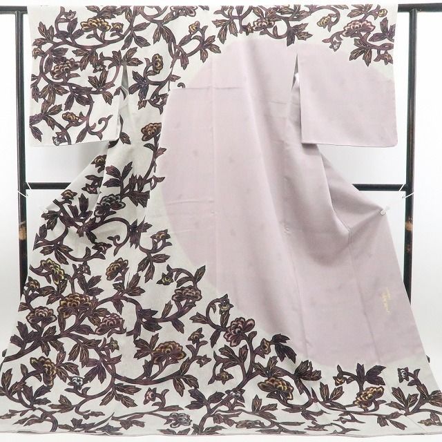 【新古品】tomihisa 新品 日本舞踊家 岩井流家元 岩井友見 落款 唐花 着物 正絹 仕付け糸付 訪問着 7616