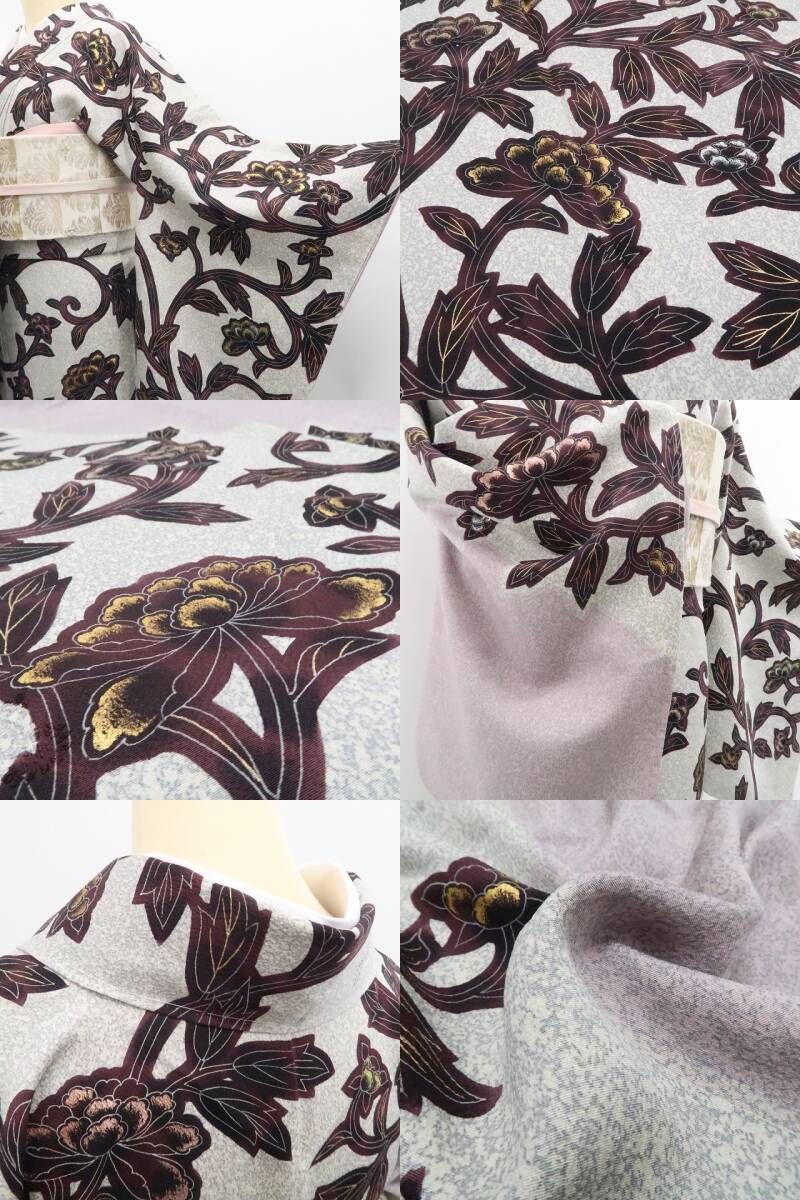 【新古品】tomihisa 新品 日本舞踊家 岩井流家元 岩井友見 落款 唐花 着物 正絹 仕付け糸付 訪問着 7616