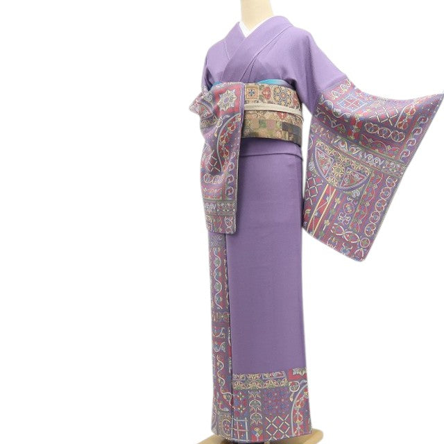 【中古】tomihisa 美品 大久保玄才 落款 着物 正絹 仕付け糸付 付下げ 7618