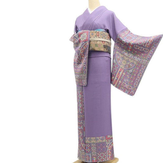 【中古】tomihisa 美品 大久保玄才 落款 着物 正絹 仕付け糸付 付下げ 7618