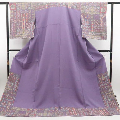 【中古】tomihisa 美品 大久保玄才 落款 着物 正絹 仕付け糸付 付下げ 7618