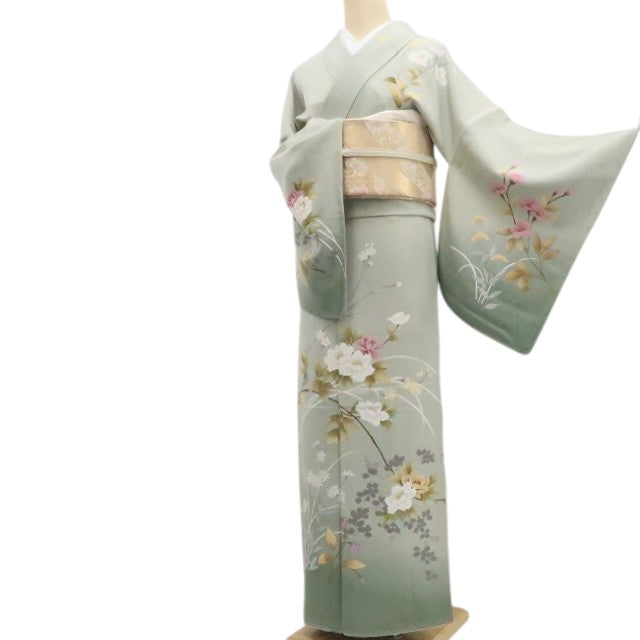 【新古品】tomihisa 新品 牡丹 着物 正絹 仕付け糸付 訪問着 7620