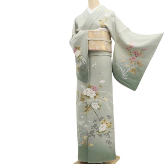 【新古品】tomihisa 新品 牡丹 着物 正絹 仕付け糸付 訪問着 7620