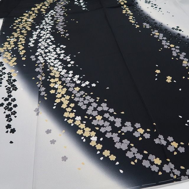 【新古品】tomihisa 新品 桜 モノトーン 着物 正絹 仕付け糸付 訪問着 7621
