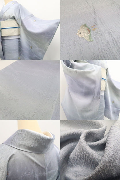 【新古品】tomihisa 新品 さが美謹製 千鳥 着物 正絹 仕付け糸付 小紋 7625