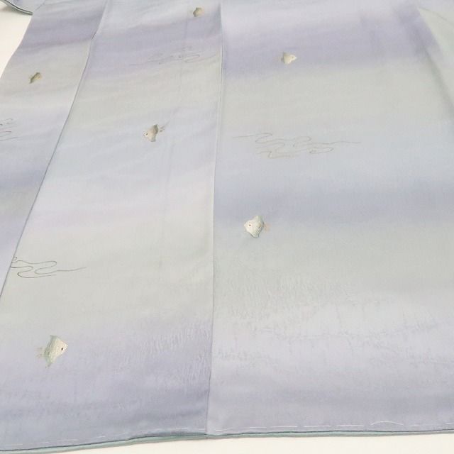 【新古品】tomihisa 新品 さが美謹製 千鳥 着物 正絹 仕付け糸付 小紋 7625