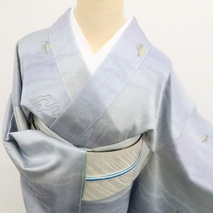 【新古品】tomihisa 新品 さが美謹製 千鳥 着物 正絹 仕付け糸付 小紋 7625