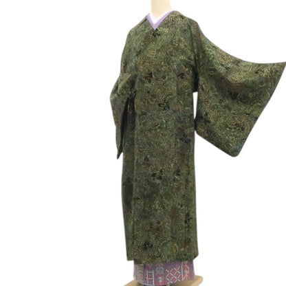 【中古】tomihisa 美品 輪奈ビロード 更紗 着物 正絹 ロング丈 道中着 7628