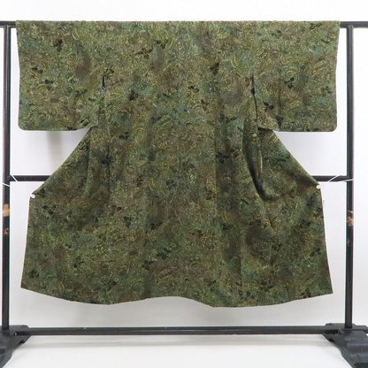 【中古】tomihisa 美品 輪奈ビロード 更紗 着物 正絹 ロング丈 道中着 7628