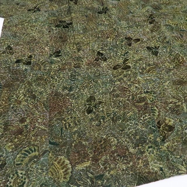 【中古】tomihisa 美品 輪奈ビロード 更紗 着物 正絹 ロング丈 道中着 7628