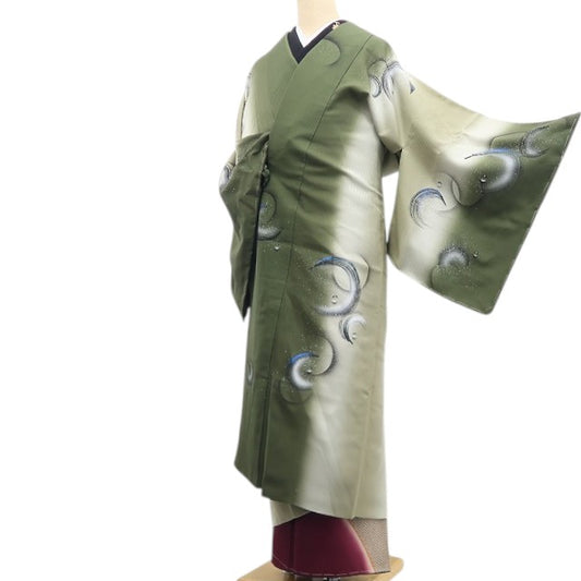 【新古品】tomihisa 新品 縦暈し 水玉 着物 正絹 仕付け糸付 ロング丈 道中着 7631