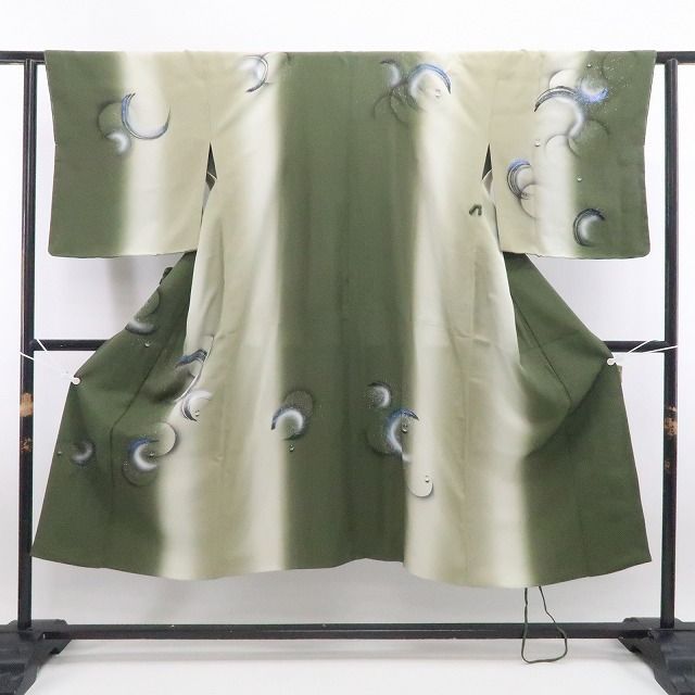 【新古品】tomihisa 新品 縦暈し 水玉 着物 正絹 仕付け糸付 ロング丈 道中着 7631