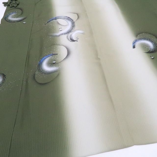 【新古品】tomihisa 新品 縦暈し 水玉 着物 正絹 仕付け糸付 ロング丈 道中着 7631