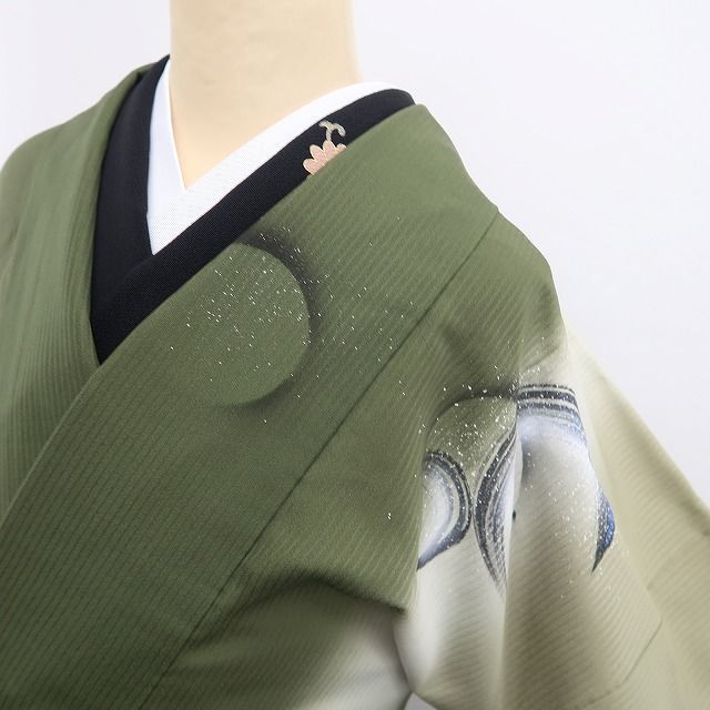 【新古品】tomihisa 新品 縦暈し 水玉 着物 正絹 仕付け糸付 ロング丈 道中着 7631