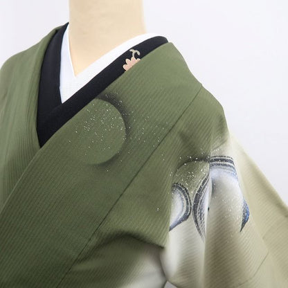 【新古品】tomihisa 新品 縦暈し 水玉 着物 正絹 仕付け糸付 ロング丈 道中着 7631