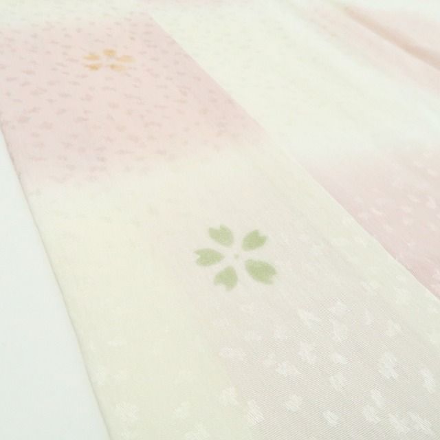 【中古】tomihisa 美品 桜 市松 着物 正絹 長襦袢 7638