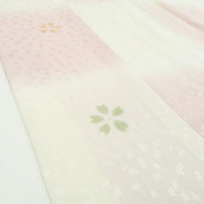 【中古】tomihisa 美品 桜 市松 着物 正絹 長襦袢 7638