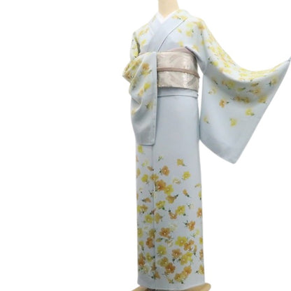 【中古】tomihisa 美品 京友禅 小宮山彌一 落款 瓜の花 着物 仕付け糸付 トールサイズ 訪問着 7647