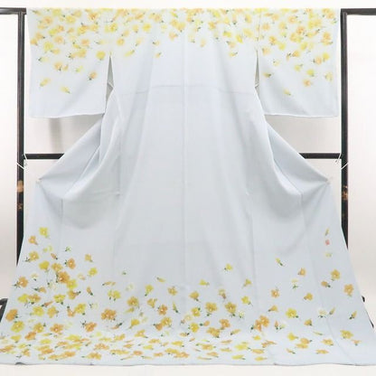 【中古】tomihisa 美品 京友禅 小宮山彌一 落款 瓜の花 着物 仕付け糸付 トールサイズ 訪問着 7647