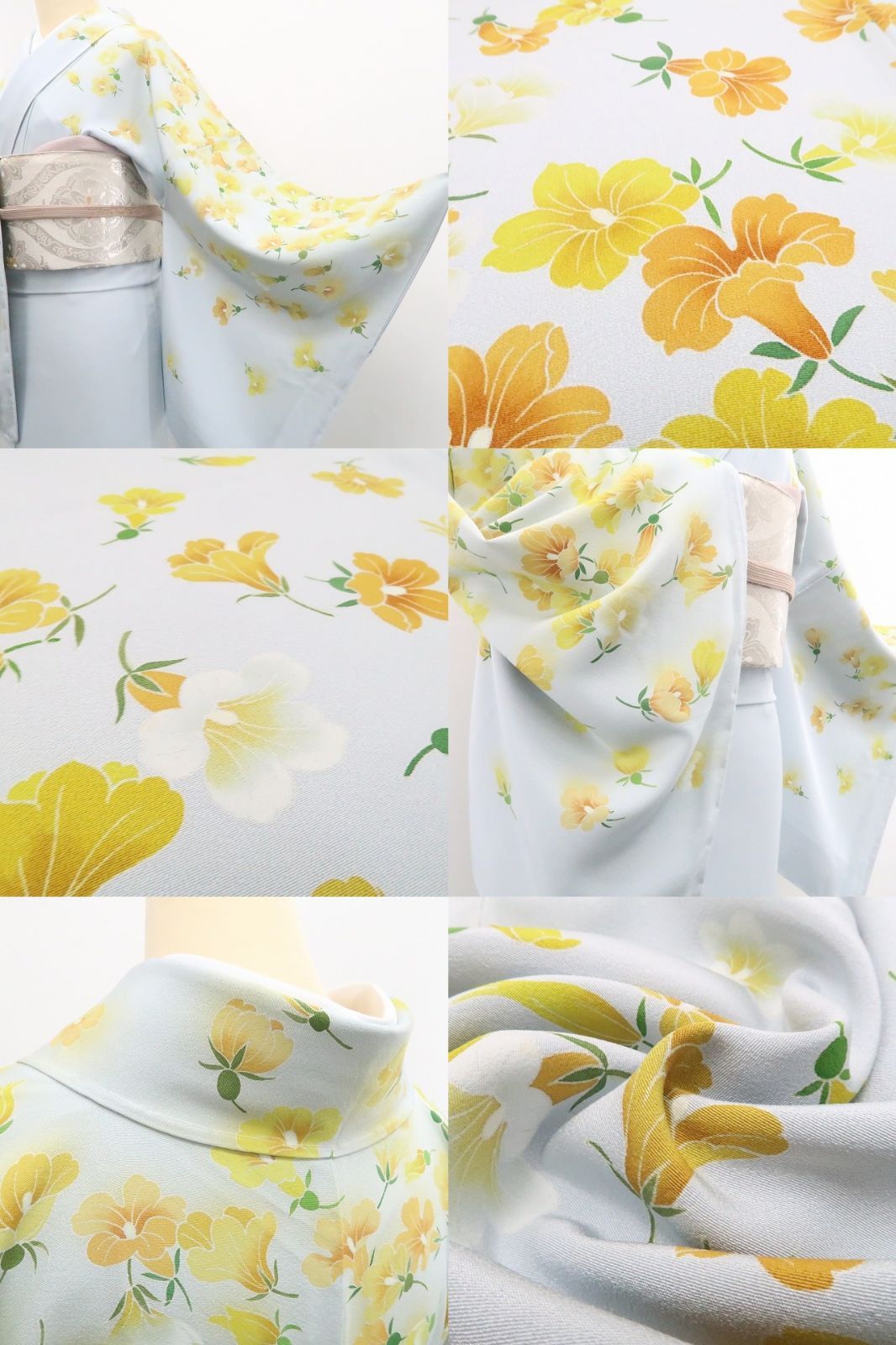 【中古】tomihisa 美品 京友禅 小宮山彌一 落款 瓜の花 着物 仕付け糸付 トールサイズ 訪問着 7647