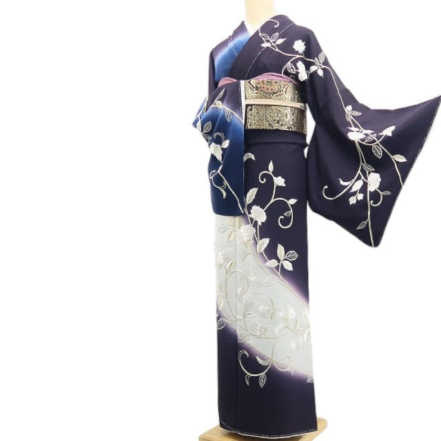 【新古品】tomihisa 新品 希少トールサイズ 総刺繍 唐花 着物 正絹 仕付け糸付 訪問着 7650