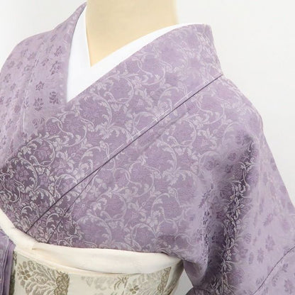 【新古品】tomihisa 新品 京無地染 花唐草 着物正絹 仕付け糸付 色無地 7657