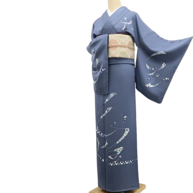 【新古品】tomihisa 新品 上野街子 清染居 落款 アートモダン 着物 正絹 仕付け糸付 訪問着 7661