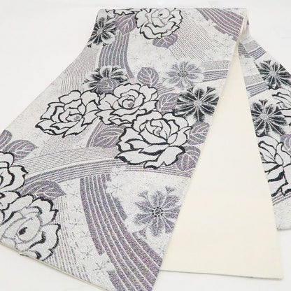 【中古】tomihisa 美品 薔薇 着物 正絹 成人式 振袖用 袋帯 7669