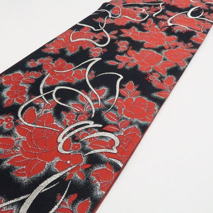【中古】tomihisa 美品 薔薇 着物 正絹 成人式 振袖用 袋帯 7670