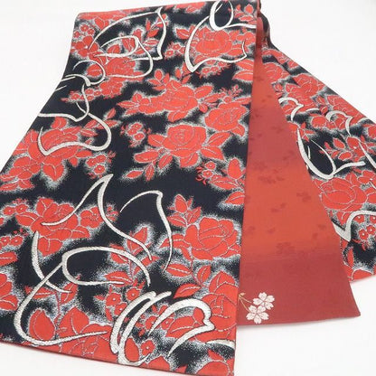 【中古】tomihisa 美品 薔薇 着物 正絹 成人式 振袖用 袋帯 7670