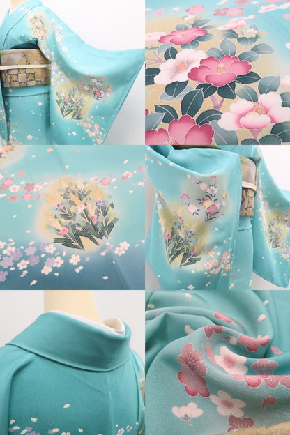 【新古品】tomihisa 新品 手描き友禅 落款 着物 正絹 仕付け糸付 作家物 訪問着 7681