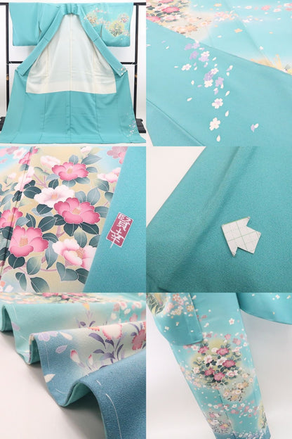 【新古品】tomihisa 新品 手描き友禅 落款 着物 正絹 仕付け糸付 作家物 訪問着 7681