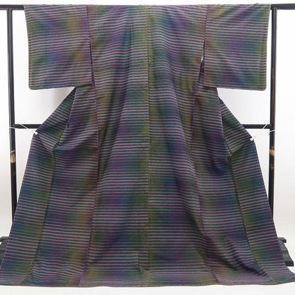 【新古品】tomihisa 新品 菅原結 落款 漢方染め 着物 正絹 仕付け糸付 紬 7685