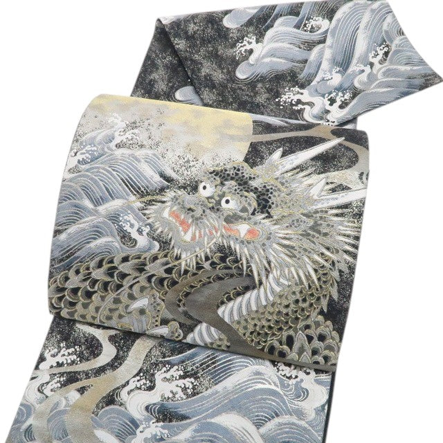【中古】tomihisa 美品 龍 着物 正絹 袋帯 7689