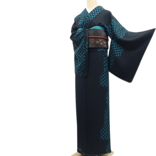 【新古品】tomihisa 新品 斉藤上太郎 落款 ドット 着物 正絹 仕付け糸付 小紋 7703