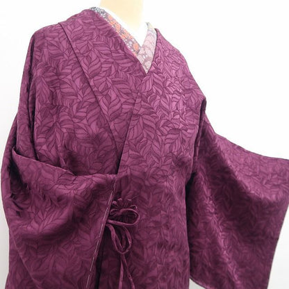 【新古品】tomihisa 新品 BANKAN 単衣 リーフ柄 着物 正絹　仕付け糸付 ロング丈 道中着7717