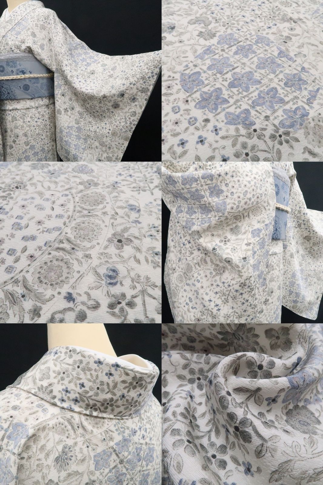 【新古品】tomihisa 新品 京友禅 前田仁仙 落款 更紗 着物 正絹 仕付け糸付 小紋 7728
