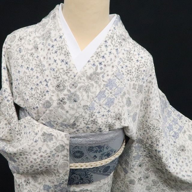 【新古品】tomihisa 新品 京友禅 前田仁仙 落款 更紗 着物 正絹 仕付け糸付 小紋 7728