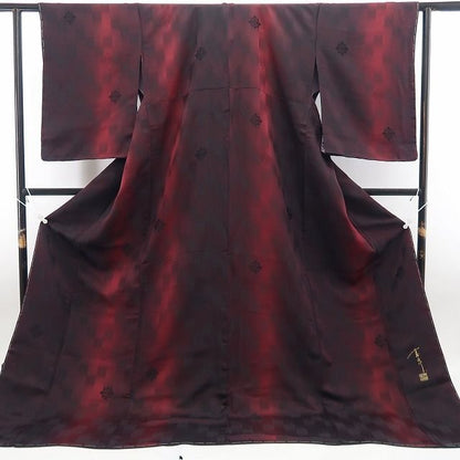 【新古品】tomihisa 新品 やまと誂製 齋藤上太郎 落款 縦暈し 着物 正絹 仕付け糸付 小紋 7736