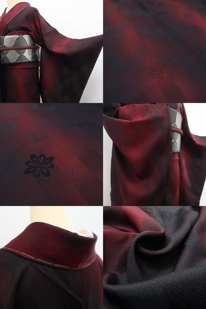 【新古品】tomihisa 新品 やまと誂製 齋藤上太郎 落款 縦暈し 着物 正絹 仕付け糸付 小紋 7736