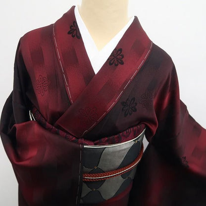 【新古品】tomihisa 新品 やまと誂製 齋藤上太郎 落款 縦暈し 着物 正絹 仕付け糸付 小紋 7736