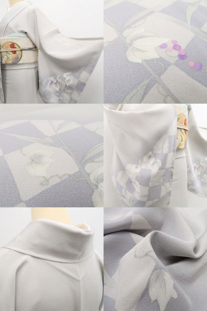 【新古品】tomihisa 新品 葡萄 落款 着物 正絹 仕付け糸付 作家物 訪問着 7738