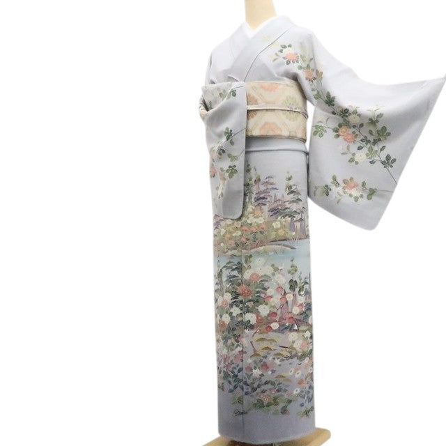 【新古品】tomihisa 新品 手描き友禅 落款 着物 正絹 仕付け糸付 作家物 訪問着 7741