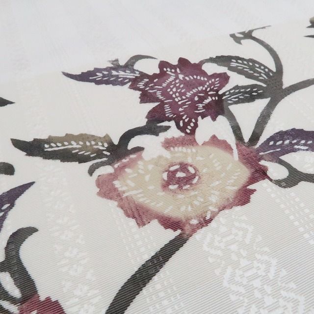 【新品】tomihisa 新品 本場筑前博多織 お仕立て上がり品 唐花 着物 正絹 八寸なごや帯 7743