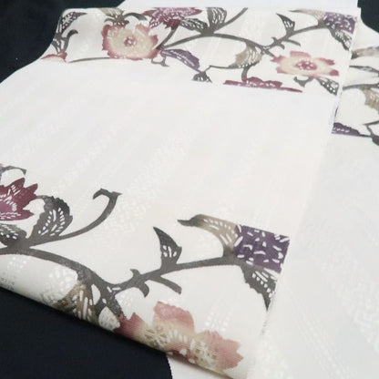 【新品】tomihisa 新品 本場筑前博多織 お仕立て上がり品 唐花 着物 正絹 八寸なごや帯 7743